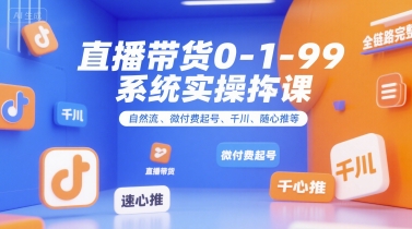 直播带货0~1~99系统实操课，自然流、微付费​起号、千川、随心推等，直播带货全链路完整逻辑-悟思笔记，一个低调的学习营。