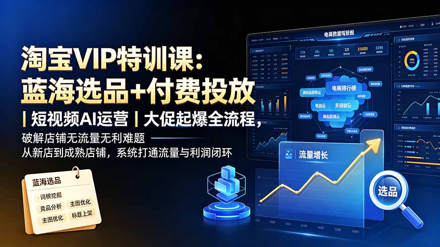 淘宝VIP特训课-更新：蓝海选品+付费投放｜短视频AI运营｜大促起爆全流程，破解店铺无流量无利润难题-悟思笔记，一个低调的学习营。