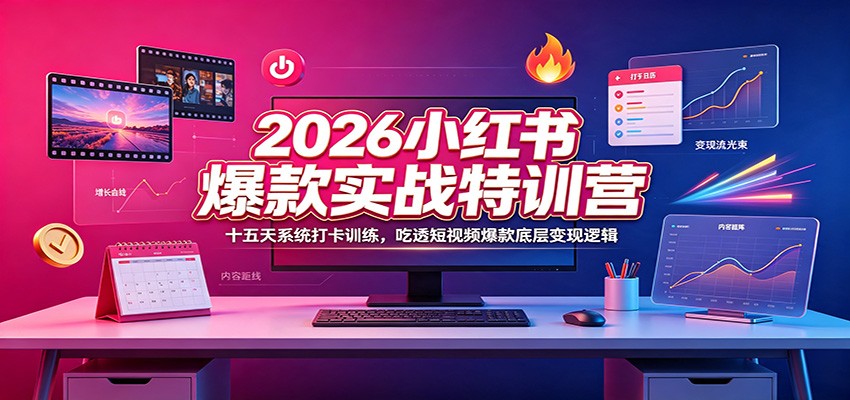 2026小红书爆款实战特训营：十五天系统打卡训练，吃透短视频爆款底层变现逻辑-悟思笔记，一个低调的学习营。