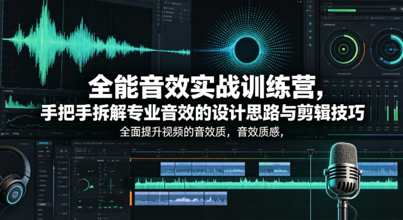 全能音效实战训练营，手把手拆解专业音效的设计思路与剪辑技巧，全面提升视频的音效质感-悟思笔记，一个低调的学习营。