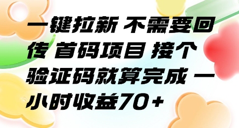 一键拉新 不需要回传 首码项目 接个验证码就算完成 一小时收益70+【揭秘】-悟思笔记，一个低调的学习营。