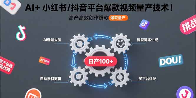 AI+小红书/抖音平台爆款视频量产技术：高产高效创作爆款视频！-悟思笔记，一个低调的学习营。