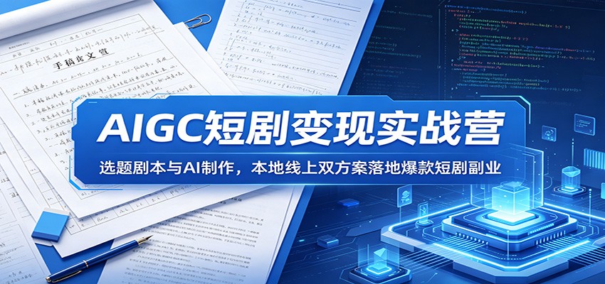 AIGC短剧变现实战营：选题剧本与AI制作，本地线上双方案落地爆款短剧副业-悟思笔记，一个低调的学习营。