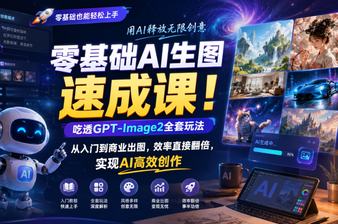 零基础AI生图速成课！吃透GPT-Image2全套玩法，从入门到商业出图，效率直接翻倍，实现AI高效创作-悟思笔记，一个低调的学习营。