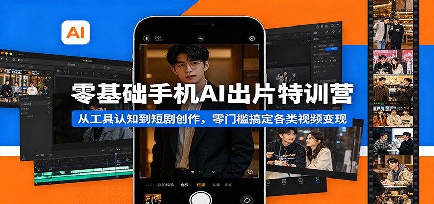 零基础手机AI出片特训营：从工具认知到短剧创作，零门槛搞定各类视频变现-悟思笔记，一个低调的学习营。