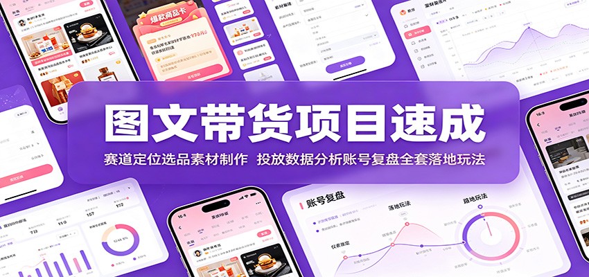 图文带货项目速成：赛道定位选品素材制作，投放数据分析账号复盘全套落地玩法-悟思笔记，一个低调的学习营。