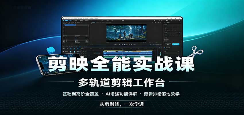 剪映全能实战课：基础到高阶全覆盖，AI增强功能，剪辑排错落地教学-悟思笔记，一个低调的学习营。