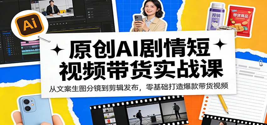 原创AI剧情短视频带货实战课：从文案生图分镜到剪辑发布，零基础打造爆款带货视频-悟思笔记，一个低调的学习营。