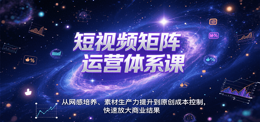 短视频矩阵运营体系课，从网感培养、素材生产力提升到原创成本控制，快速放大商业结果-悟思笔记，一个低调的学习营。