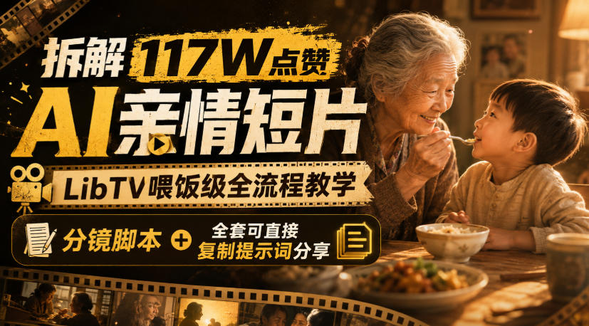 拆解117W点赞AI亲情短片，LibTV喂饭级全流程教学，分镜脚本+全套可直接复制提示词分享-悟思笔记，一个低调的学习营。