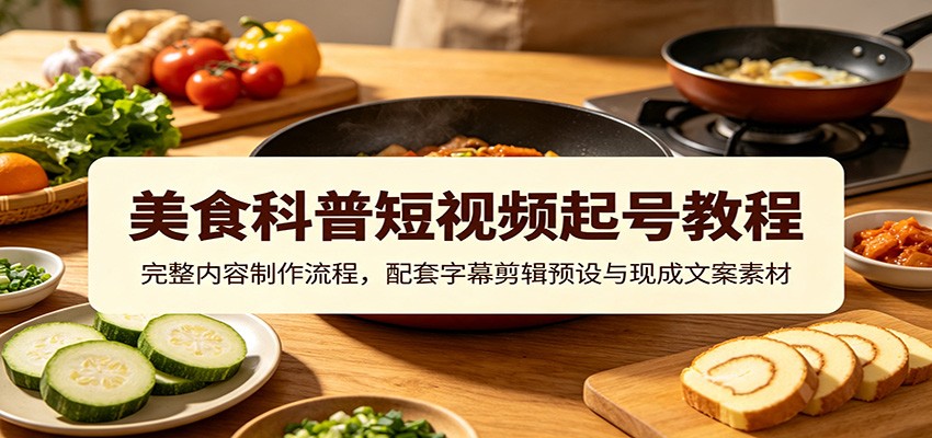 美食科普短视频起号教程：完整内容制作流程，配套字幕剪辑预设与现成文案素材-悟思笔记，一个低调的学习营。