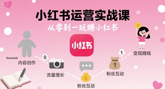 小红书运营实战课，从零到一玩賺小红书-悟思笔记，一个低调的学习营。