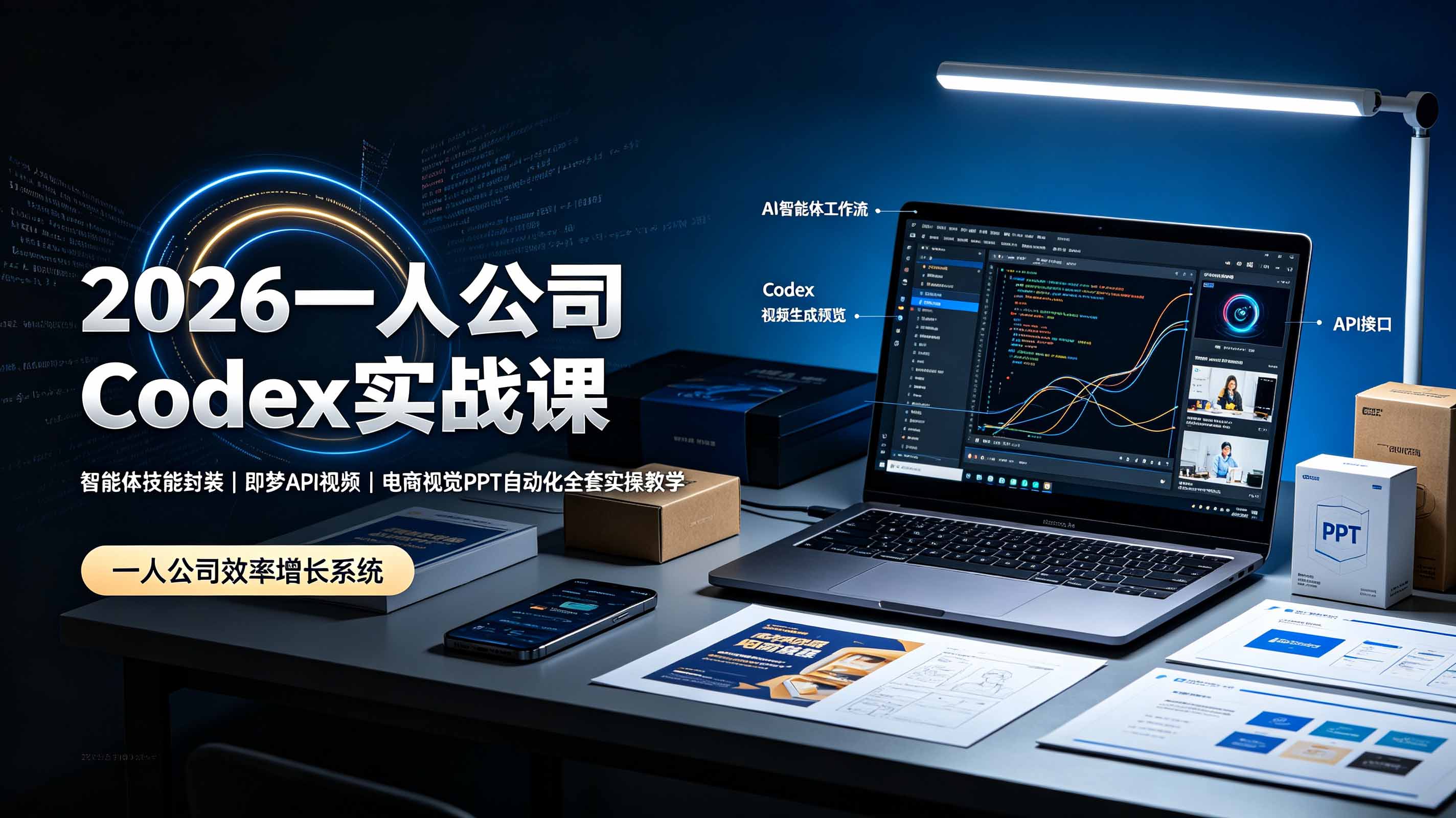 2026一人公司Codex实战课◆智能体技能封装｜即梦API视频｜电商视觉PPT自动化全套实操教学-悟思笔记，一个低调的学习营。