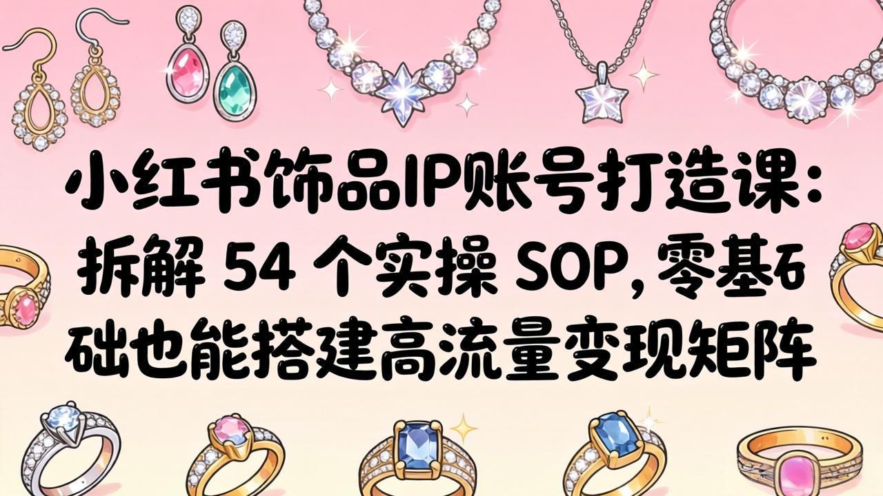 小红书饰品IP账号打造课：拆解 54 个实操 SOP，零基础也能搭建高流量变现矩阵-悟思笔记，一个低调的学习营。