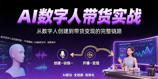 AI数字人+带货实战：从数字人创建到带货变现的完整链路-悟思笔记，一个低调的学习营。