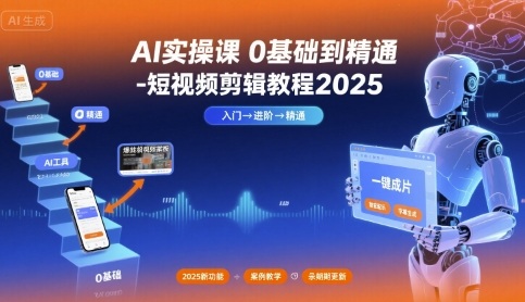 AI实操课0基础到精通-短视频剪辑教程2025-悟思笔记，一个低调的学习营。