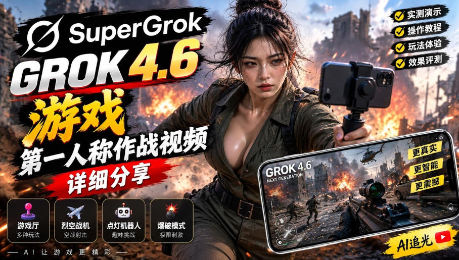 Grok 4.6也能做游戏？第一人称作战视频实测｜玩法详细讲解-悟思笔记，一个低调的学习营。
