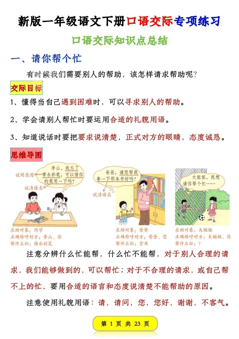 新一下语文口语交际专项练习（23页）-悟思笔记，一个低调的学习营。