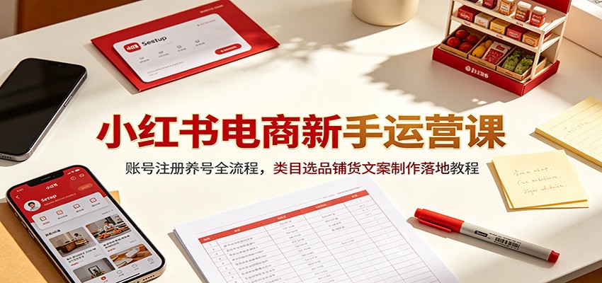 小红书电商新手运营课：账号注册养号全流程，类目选品铺货文案制作落地教程-悟思笔记，一个低调的学习营。