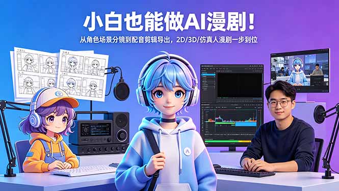 小白也能做AI漫剧！从角色场景分镜到配音剪辑导出，2D/3D/仿真人漫剧一步到位-悟思笔记，一个低调的学习营。