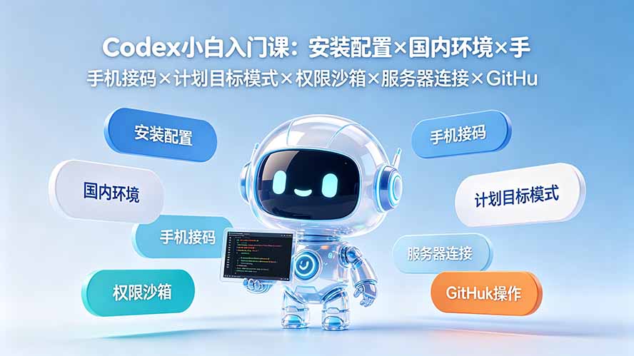 Codex小白入门课：安装配置×国内环境×手机接码×计划目标模式×权限沙箱×服务器连接×GitHub操作-悟思笔记，一个低调的学习营。