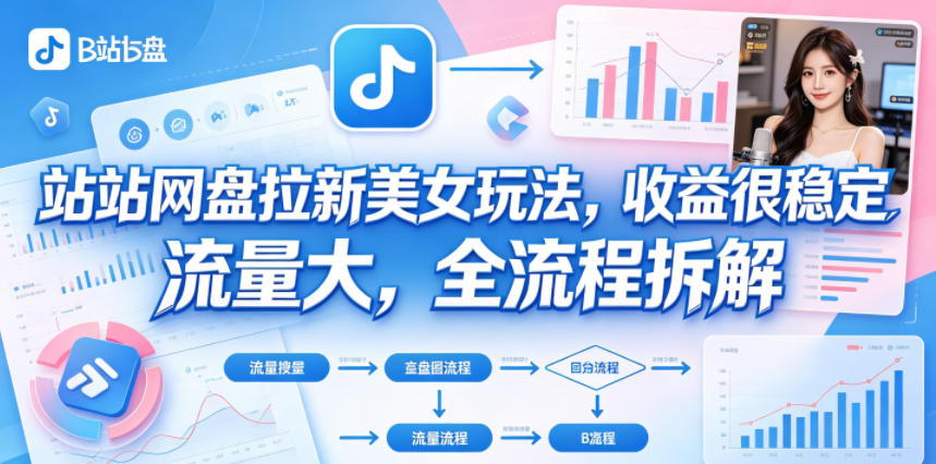 B站网盘拉新美女玩法，收益很稳定，流量大，全流程拆解-悟思笔记，一个低调的学习营。