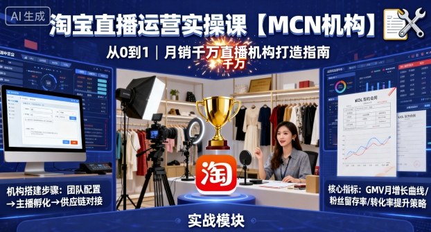 淘宝直播运营实操课【MCN机构】，从0到1做一家月销千W的直播机构-悟思笔记，一个低调的学习营。