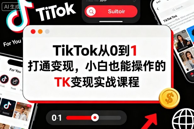 TikTok从0到1打通变现，小白也能操作的TK变现实战课程-悟思笔记，一个低调的学习营。