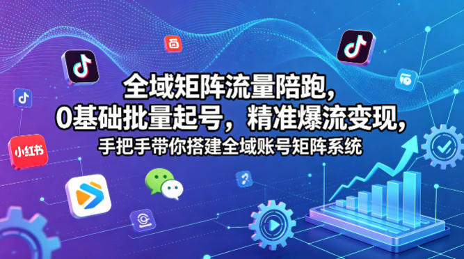 全域矩阵流量陪跑，0基础批量起号，精准爆流变现，手把手带你搭建全域账号矩阵系统-悟思笔记，一个低调的学习营。