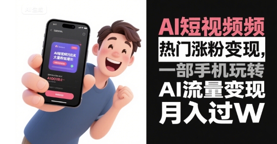 AI短视频热门涨粉变现，一部手机玩转AI流量变现，月入过W-悟思笔记，一个低调的学习营。