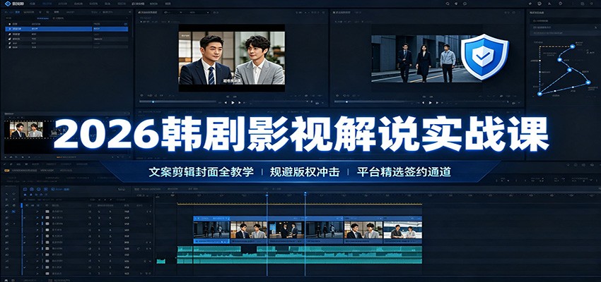 2026韩剧影视解说实战课：文案剪辑封面全教学，规避版权冲击平台精选签约通道-悟思笔记，一个低调的学习营。