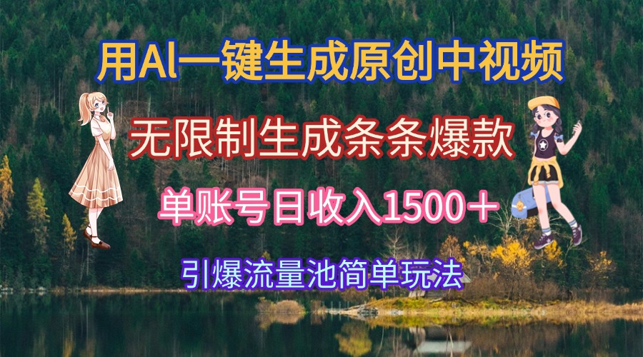用Al一键生成原创中视频，无限制生成条条爆款，单账号日收入1500＋引爆…-悟思笔记，一个低调的学习营。