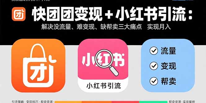 快团团变现+小红书引流：解决没流量、难变现、缺帮卖三大痛点 实现月入3w+-悟思笔记，一个低调的学习营。