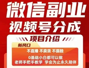 微信副业视频号分成，不直播 不卖货 不露脸，三五分钟即可完成一条作，每日收益几十、几张不等-悟思笔记，一个低调的学习营。