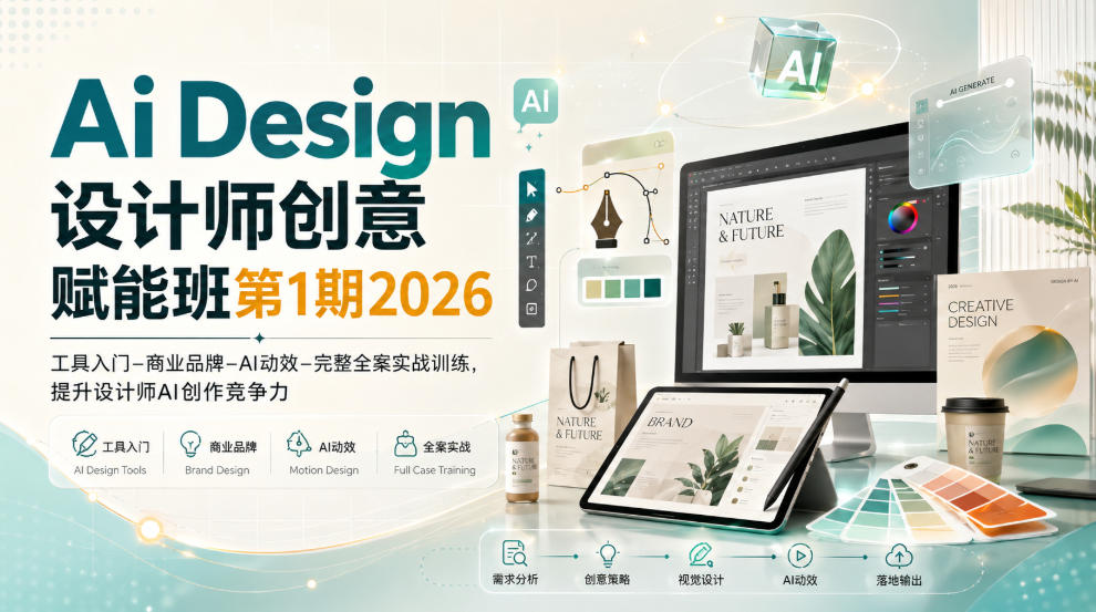 Ai Design设计师创意赋能班第1期2026｜工具入门‑商业品牌‑AI动效‑完整全案实战训练，提升设计师AI创作竞争力-悟思笔记，一个低调的学习营。