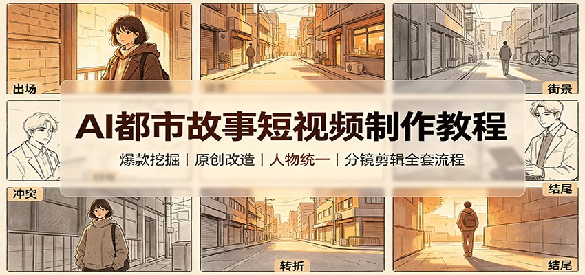 AI都市故事短视频制作教程：爆款挖掘原创改造，人物统一分镜剪辑全套流程-悟思笔记，一个低调的学习营。