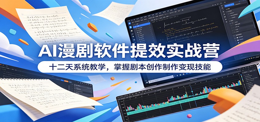AI漫剧软件提效实战营：十二天系统教学，掌握剧本创作制作变现技能-悟思笔记，一个低调的学习营。
