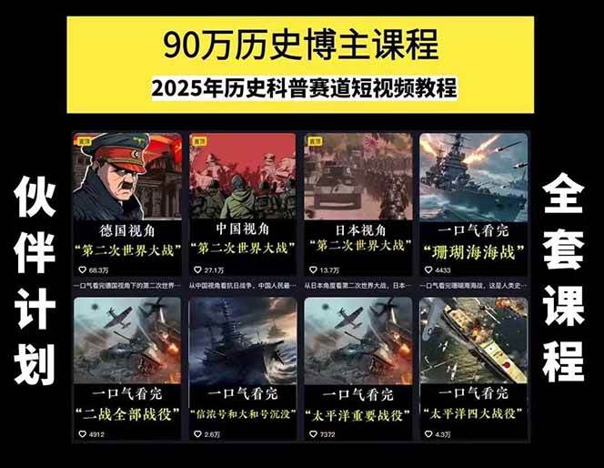 图片[1]-短视频历史赛道实战教程，手机电脑双端剪辑教程和账号运营指南与变现技巧-悟思笔记，一个低调的学习营。