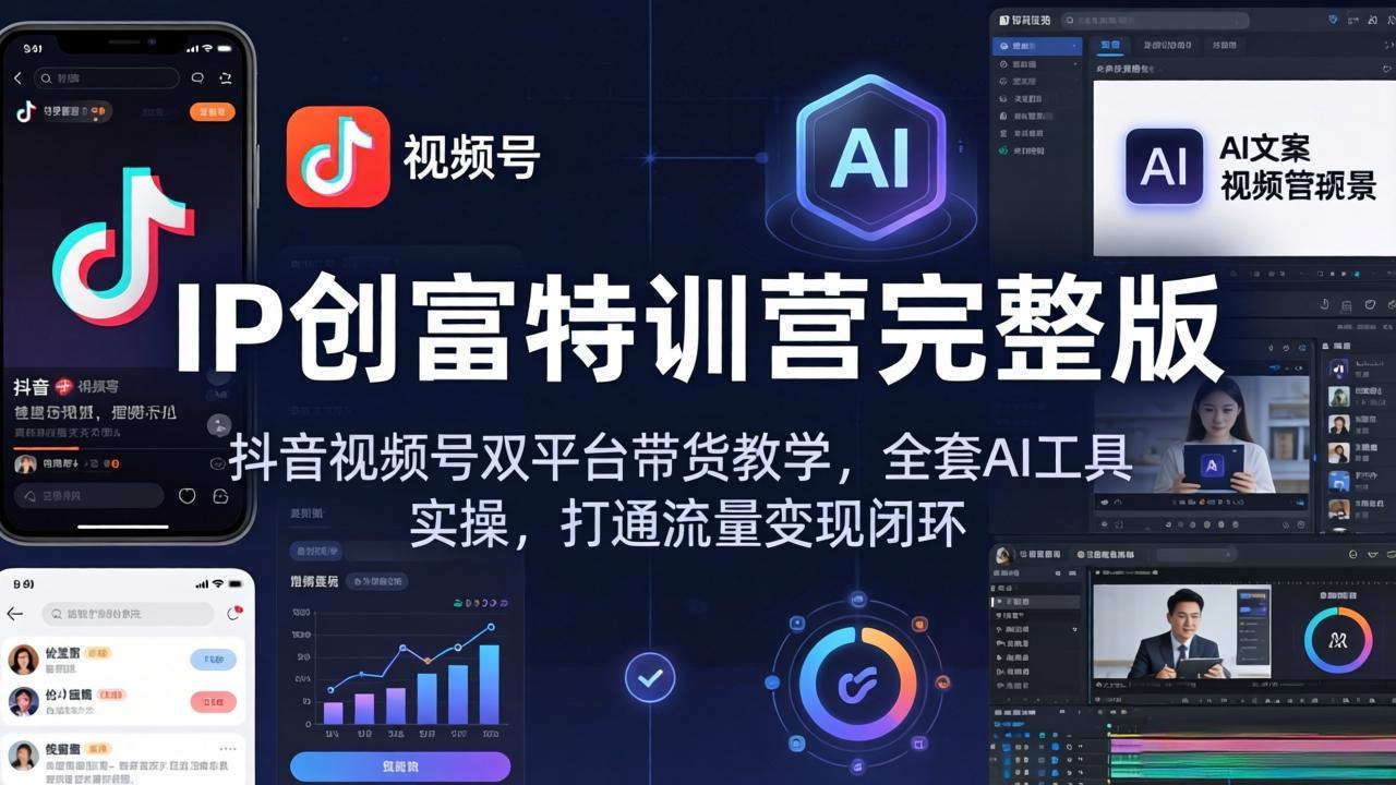 IP创富特训营完整版：抖音视频号双平台带货教学，全套AI工具实操，打通流量变现闭环-悟思笔记，一个低调的学习营。