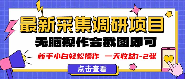 新版采集调研项目，截图上传即可，无脑操作，日收益1-2张-悟思笔记，一个低调的学习营。