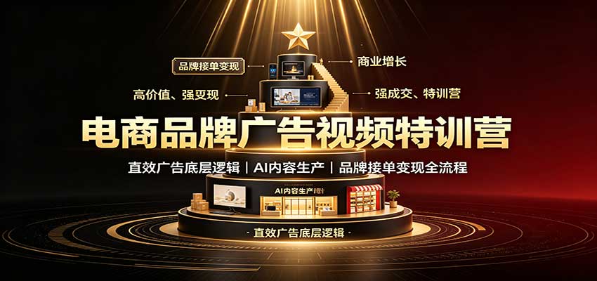 电商品牌广告视频特训：直效广告底层逻辑，AI内容生产，品牌接单变现全流程-悟思笔记，一个低调的学习营。