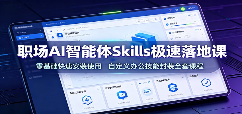 职场AI智能体Skills极速落地课：零基础快速安装使用，自定义办公技能封装全套课程-悟思笔记，一个低调的学习营。
