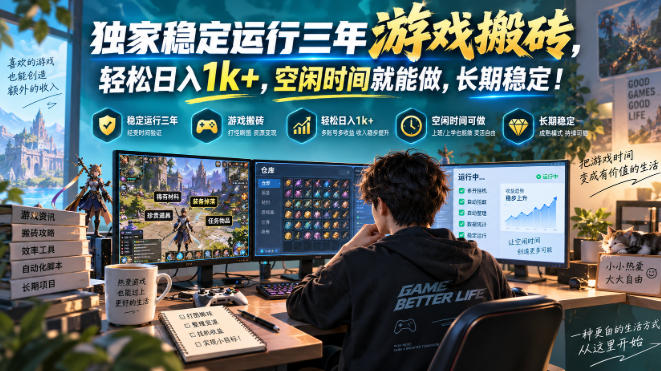 独家稳定运行三年游戏搬砖，轻松日入1k+，空闲时间就能做，长期稳定！【揭秘】-悟思笔记，一个低调的学习营。