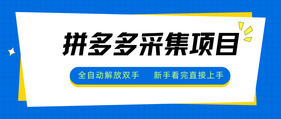 拼多多采集项目，全自动解放双手，单号日入30+-悟思笔记，一个低调的学习营。