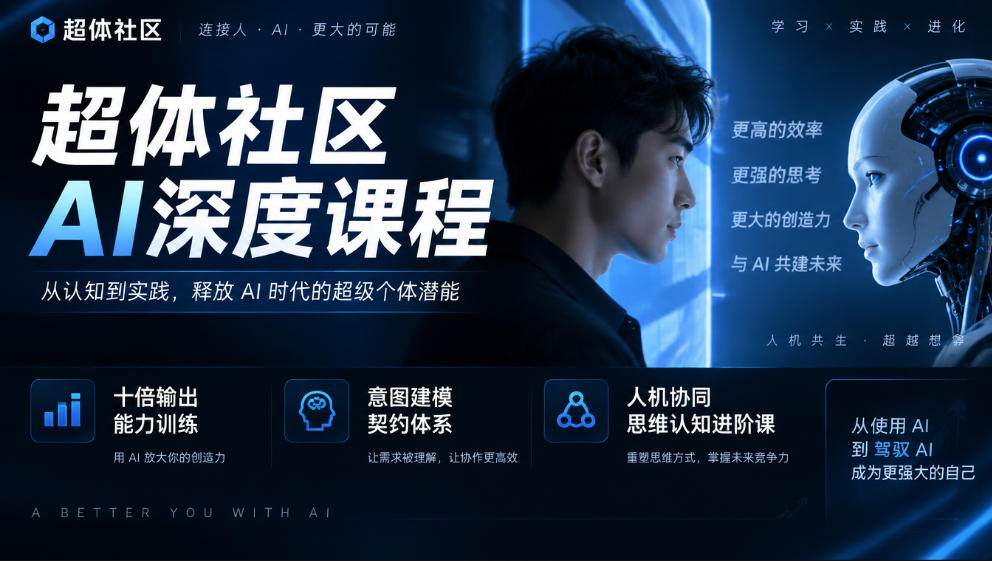 超体社区AI深度课程，十倍输出能力训练，意图建模契约体系，人机协同思维认知进阶课-悟思笔记，一个低调的学习营。
