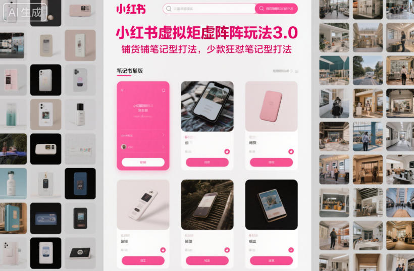 小红书虚拟矩阵玩法3.0，铺货铺笔记型打法，少款狂怼笔记型打法-悟思笔记，一个低调的学习营。