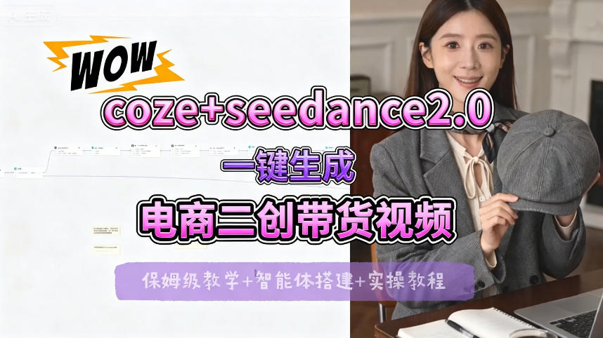 【Coze工作流搭建实操教程】seedance2.0+coze一键生成电商二创带货视频，全流程保姆级教学-悟思笔记，一个低调的学习营。