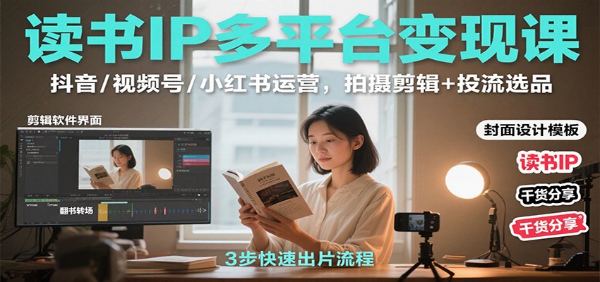 读书IP多平台变现课：抖音/视频号/小红书运营，拍摄剪辑+投流选品-悟思笔记，一个低调的学习营。
