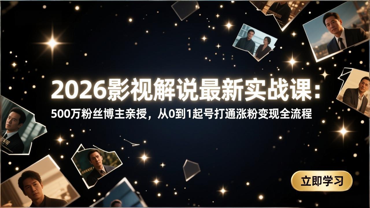 2026影视解说最新实战课：500万粉丝博主亲授，从0到1起号打通涨粉变现全流程-悟思笔记，一个低调的学习营。