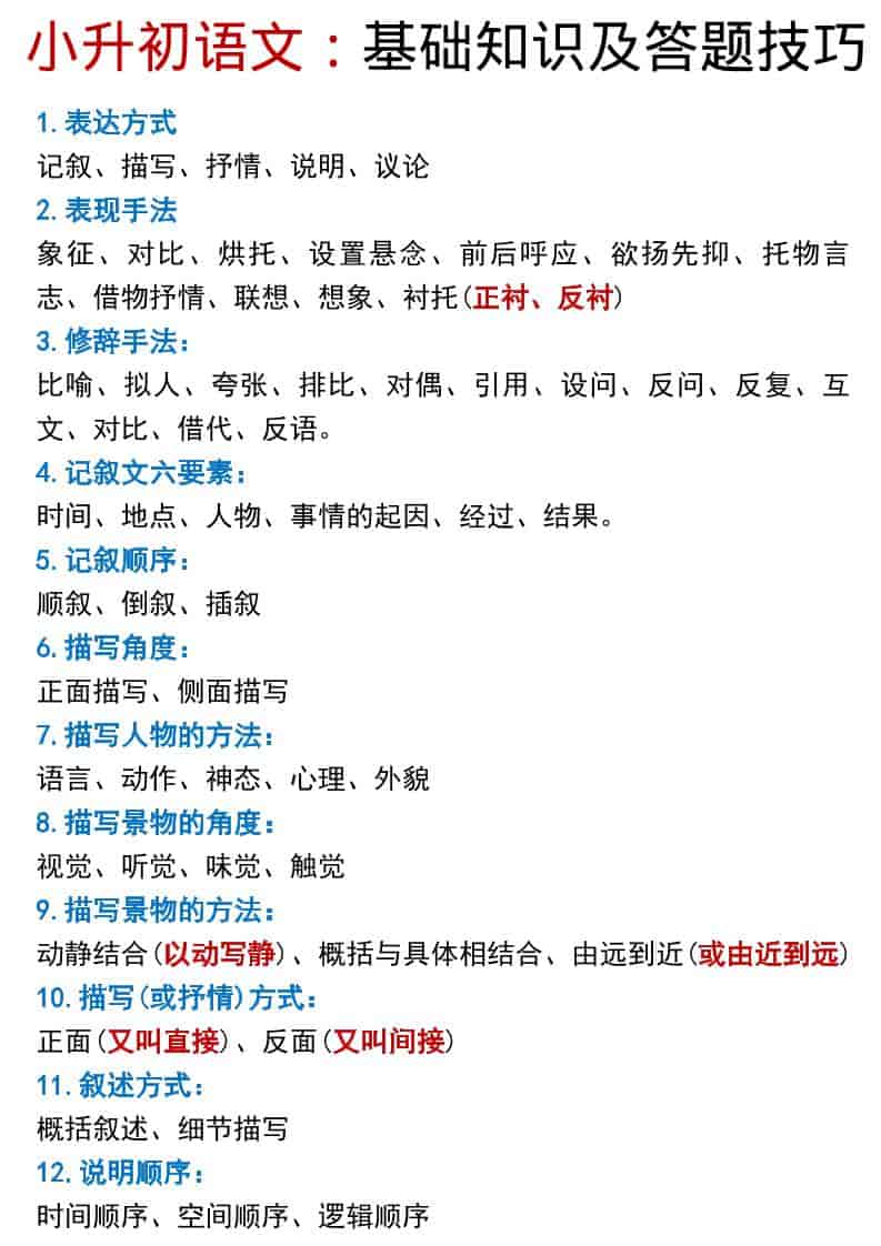 六年级下语文小升初基础知识及答题技巧pdf-悟思笔记，一个低调的学习营。